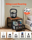 VEVOR Mini Fridge Stand 198lbs with Storage Cart & Swivel Wheels Light Brown