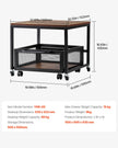VEVOR Mini Fridge Stand 198lbs with Storage Cart & Swivel Wheels Light Brown