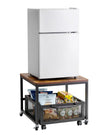 VEVOR Mini Fridge Stand 198lbs with Storage Cart & Swivel Wheels Light Brown