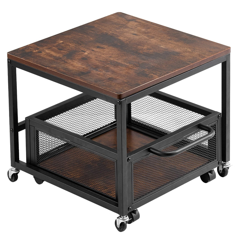 VEVOR Mini Fridge Stand 198lbs with Storage Cart & Swivel Wheels Dark Brown