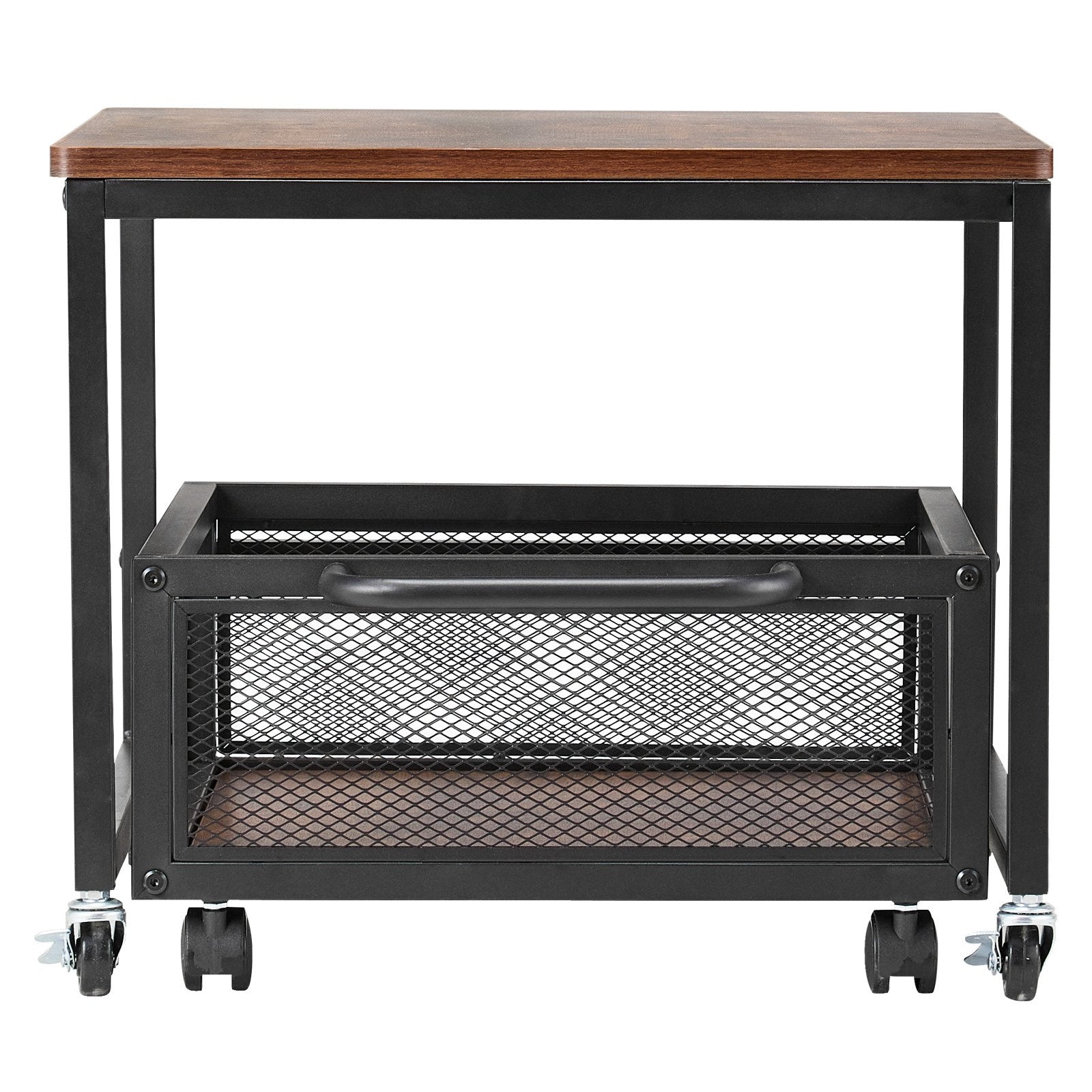 VEVOR Mini Fridge Stand 198lbs with Storage Cart & Swivel Wheels Dark Brown