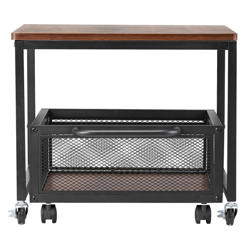 VEVOR Mini Fridge Stand 198lbs with Storage Cart & Swivel Wheels Dark Brown