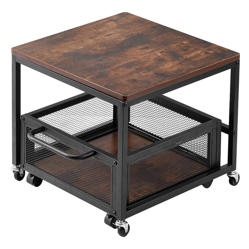 VEVOR Mini Fridge Stand 198lbs with Storage Cart & Swivel Wheels Dark Brown