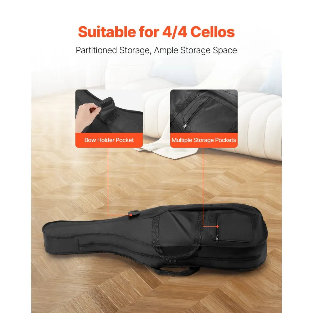 VEVOR Portable Composite Carbon Fiber 4/4 Full Size Cello Case Carrying Bag