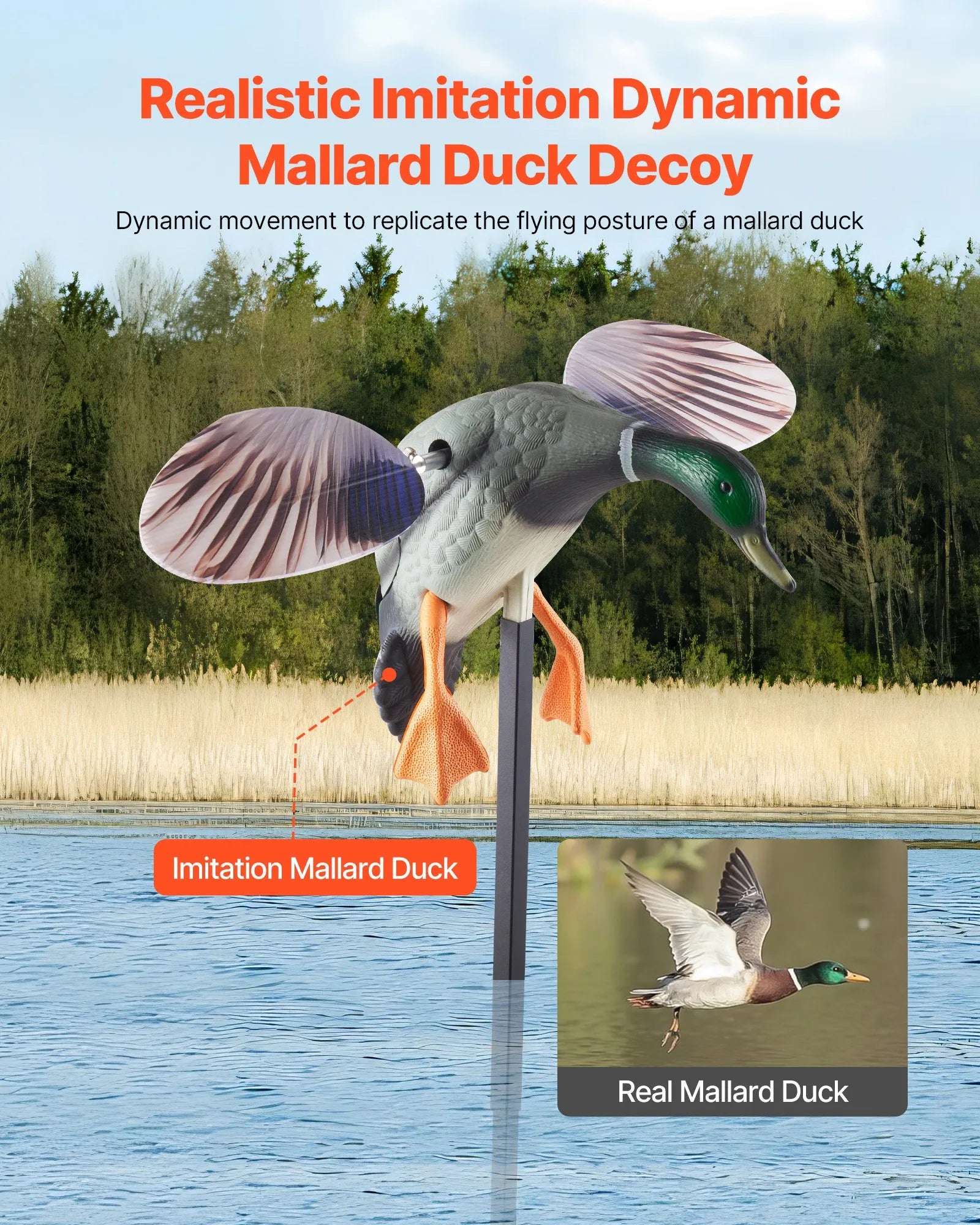 VEVOR Spinning Wing Motion Duck Decoys Outdoor Realistic Teal Decoys for Hunting