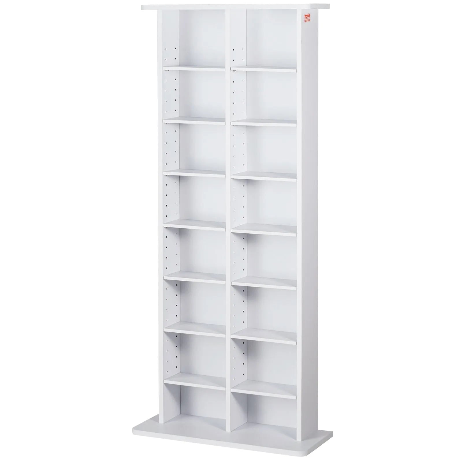 VEVOR Media Storage Cabinet 8 Layers Adjustable DVD Shelves Holds 464 CDs White