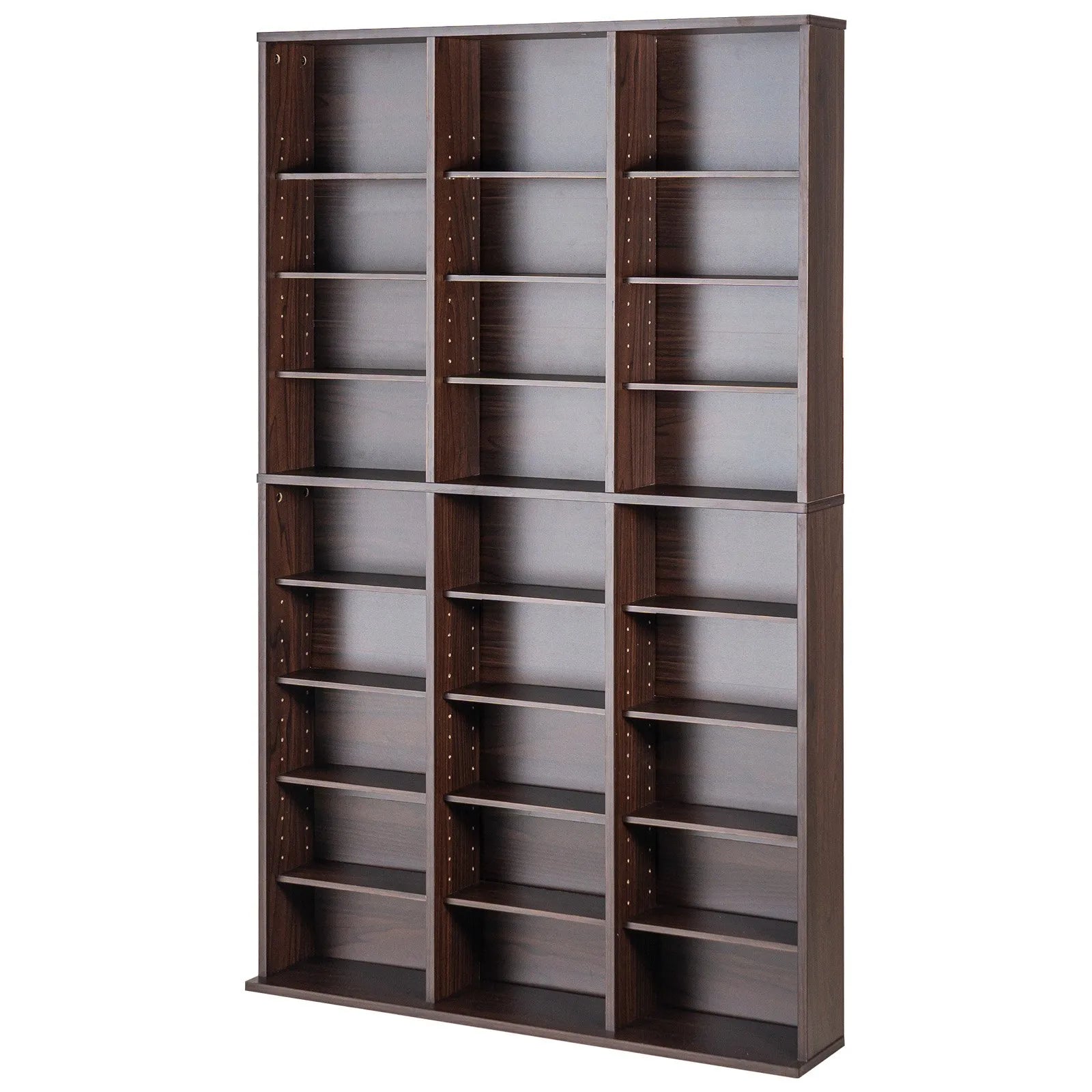 VEVOR Media Storage Cabinet 9 Layers Adjustable DVD Shelves 756 CDs Espresso
