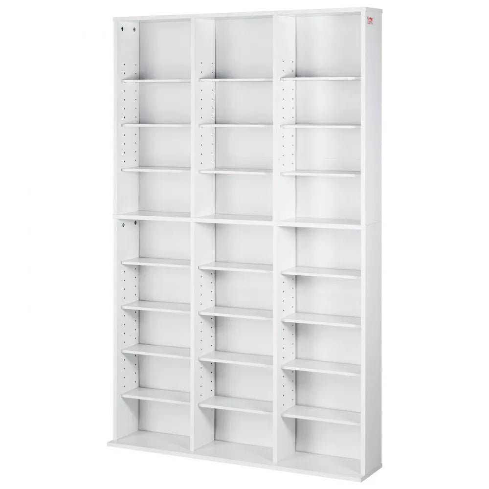 VEVOR Media Storage Cabinet 9 Layers Adjustable DVD Shelves Holds 756 CDs White