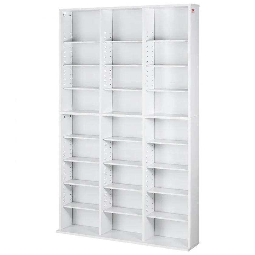 VEVOR Media Storage Cabinet 9 Layers Adjustable DVD Shelves Holds 756 CDs White