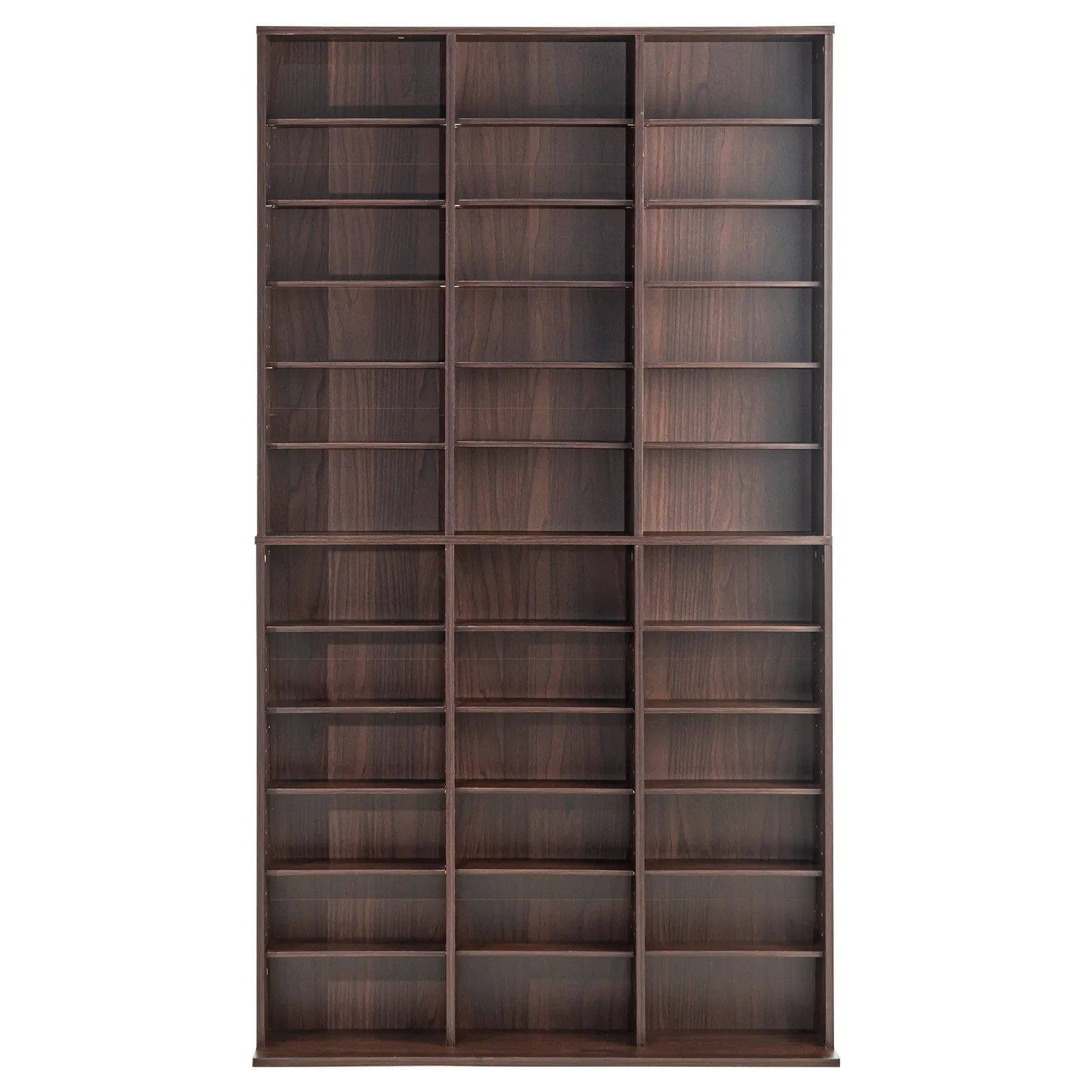 VEVOR Media Storage Cabinet 12 Layers Adjustable DVD Shelves 1080 CDs Espresso