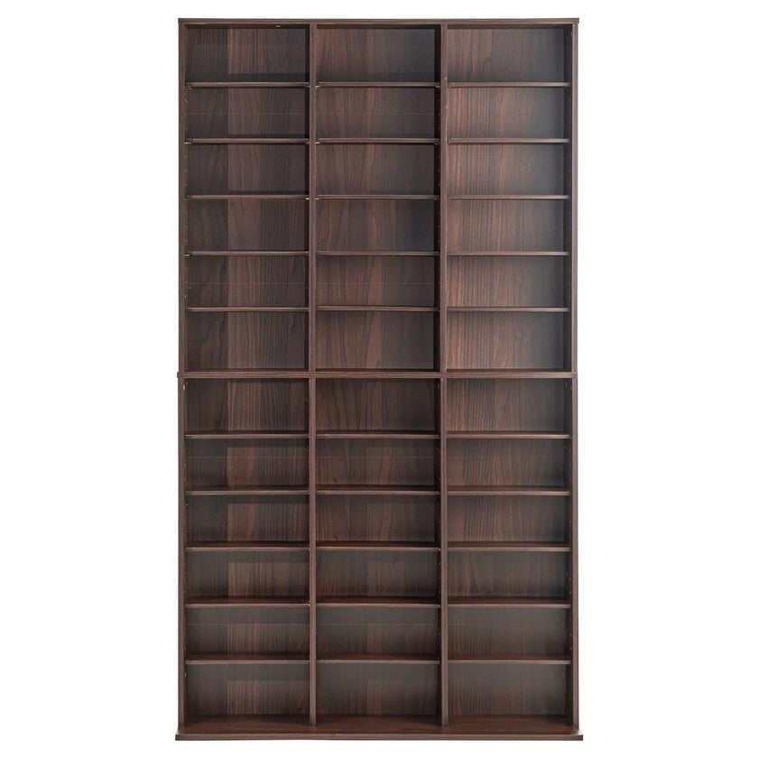 VEVOR Media Storage Cabinet 12 Layers Adjustable DVD Shelves 1080 CDs Espresso