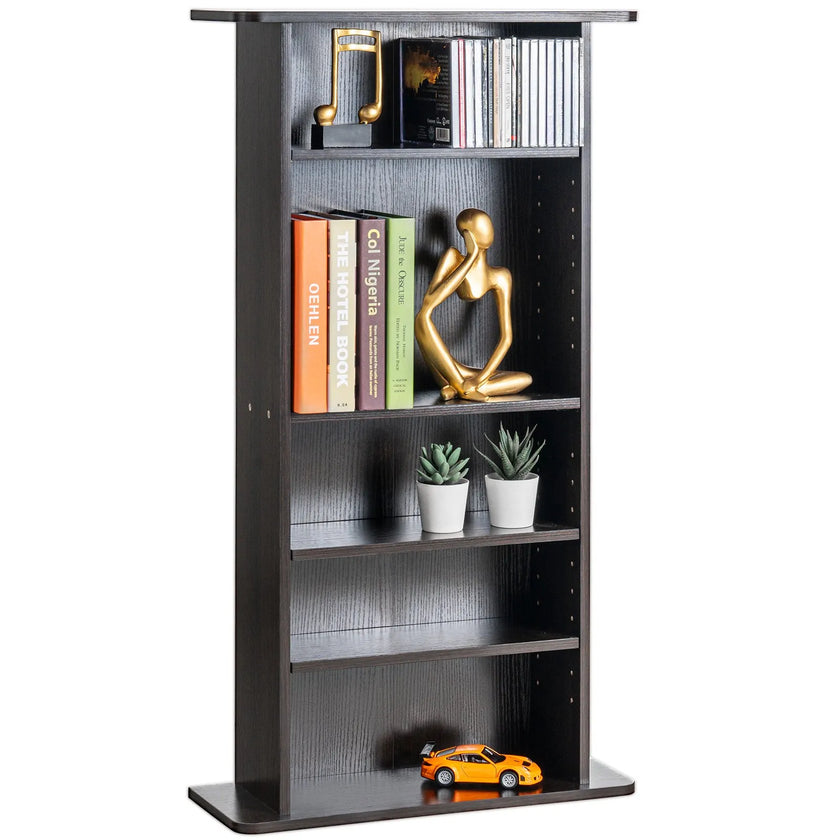 VEVOR Media Storage Cabinet 5 Layers Adjustable DVD Shelves 240 CDs Espresso