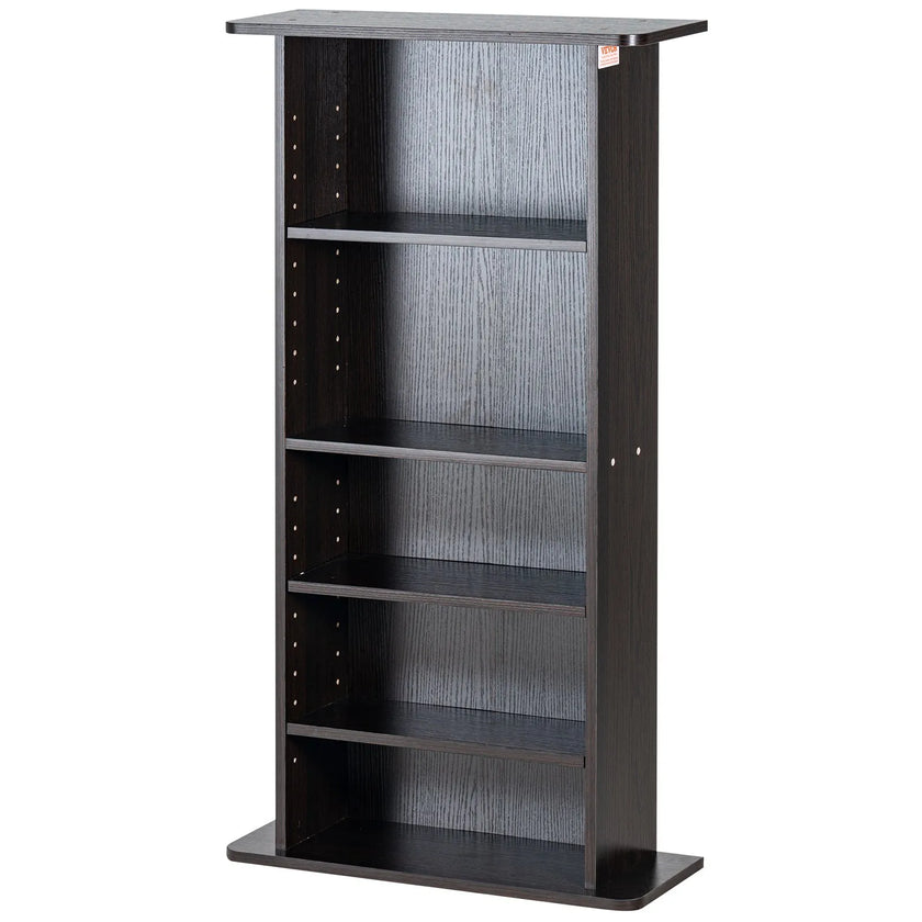 VEVOR Media Storage Cabinet 5 Layers Adjustable DVD Shelves 240 CDs Espresso