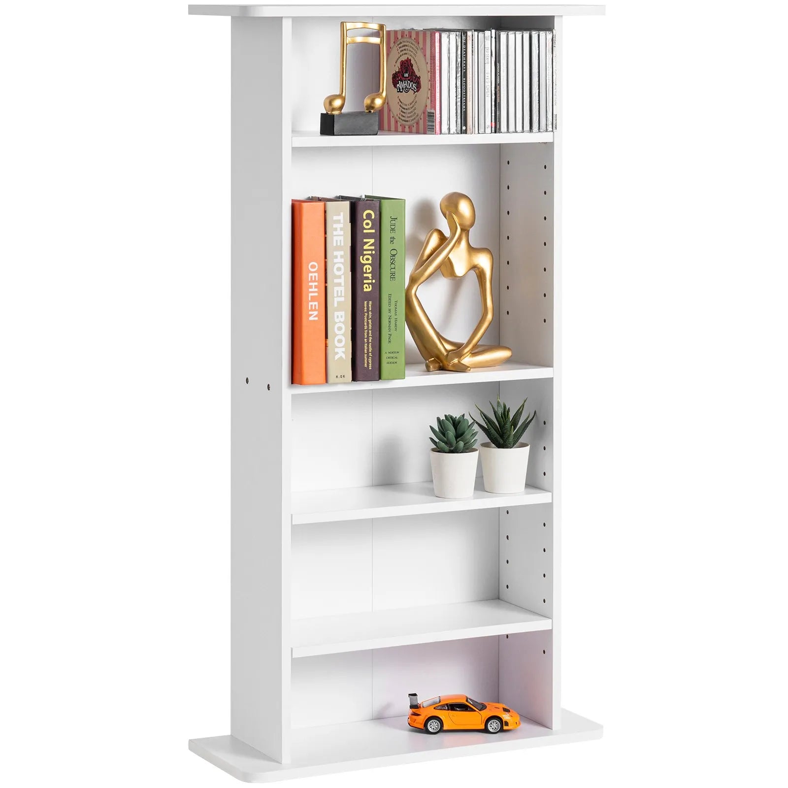 VEVOR Media Storage Cabinet 5 Layers Adjustable DVD Shelves Holds 240 CDs White