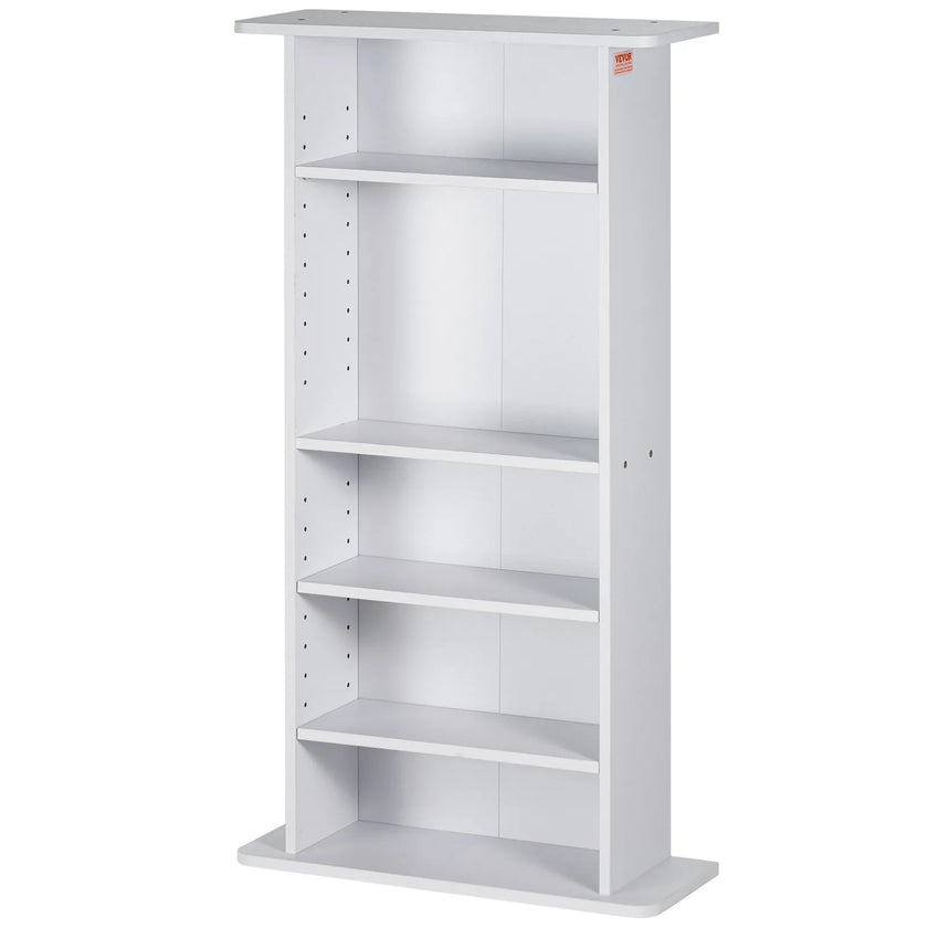 VEVOR Media Storage Cabinet 5 Layers Adjustable DVD Shelves Holds 240 CDs White