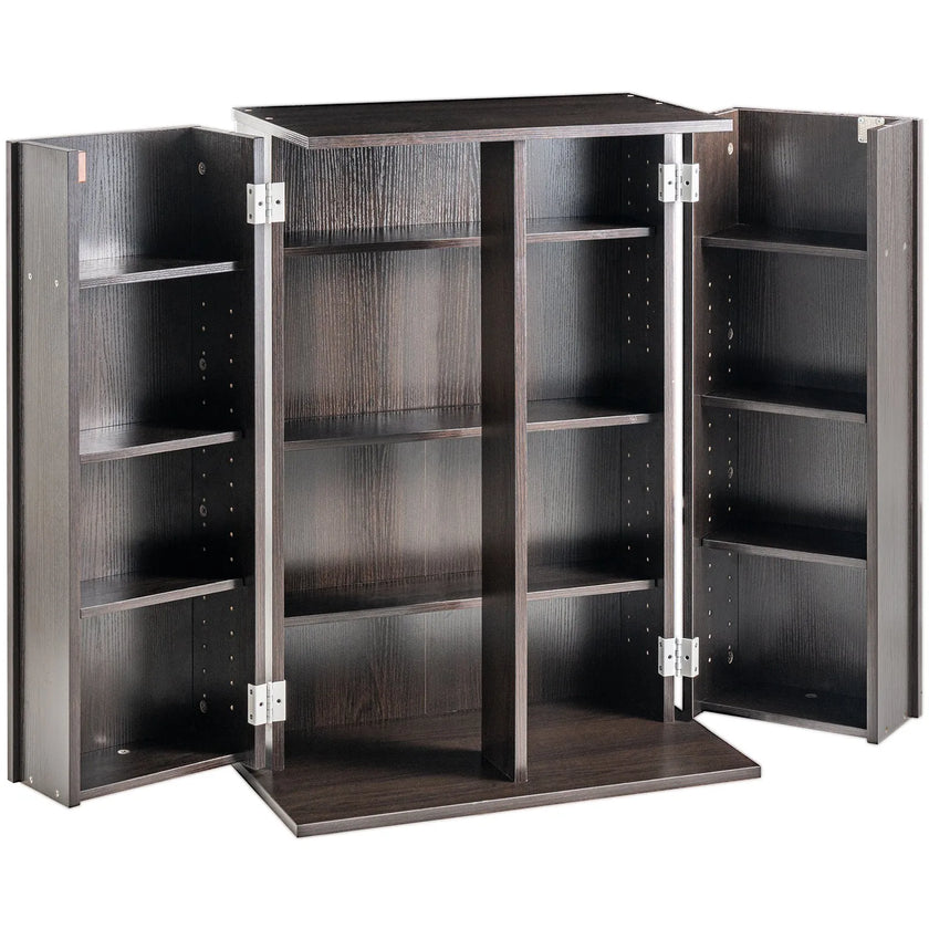 VEVOR Media Storage Cabinet 4 Layers Adjustable DVD Shelves 576 CDs Espresso