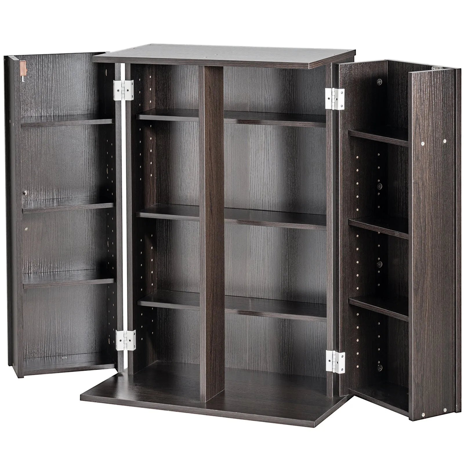 VEVOR Media Storage Cabinet 4 Layers Adjustable DVD Shelves 576 CDs Espresso