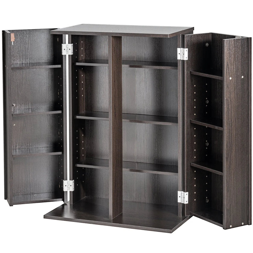 VEVOR Media Storage Cabinet 4 Layers Adjustable DVD Shelves 576 CDs Espresso