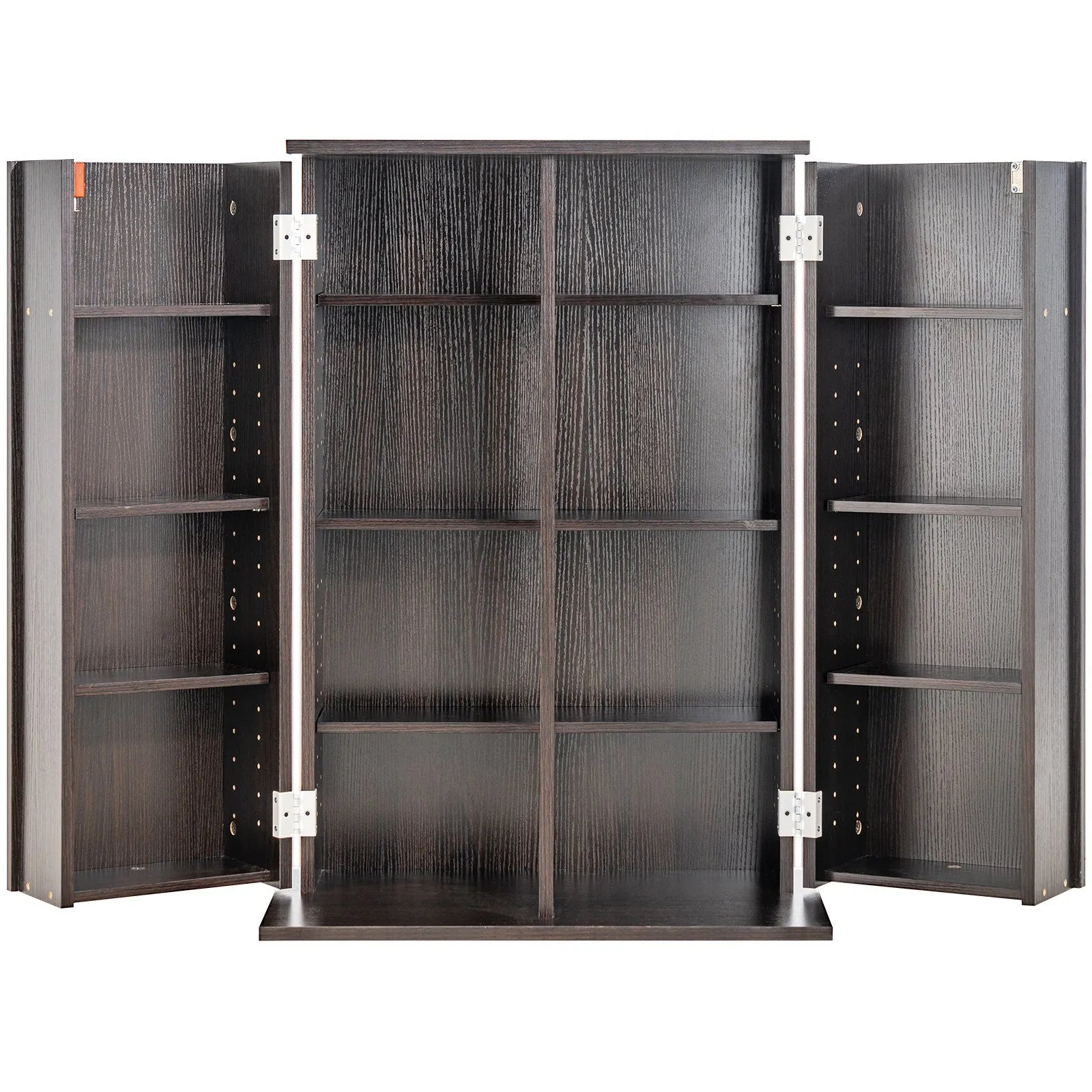 VEVOR Media Storage Cabinet 4 Layers Adjustable DVD Shelves 576 CDs Espresso