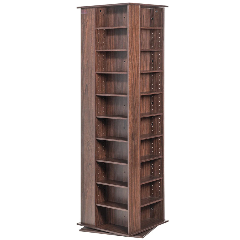 VEVOR Spinning Media Tower 4-Sided Revolving Media Tower 1040 CDs Espresso