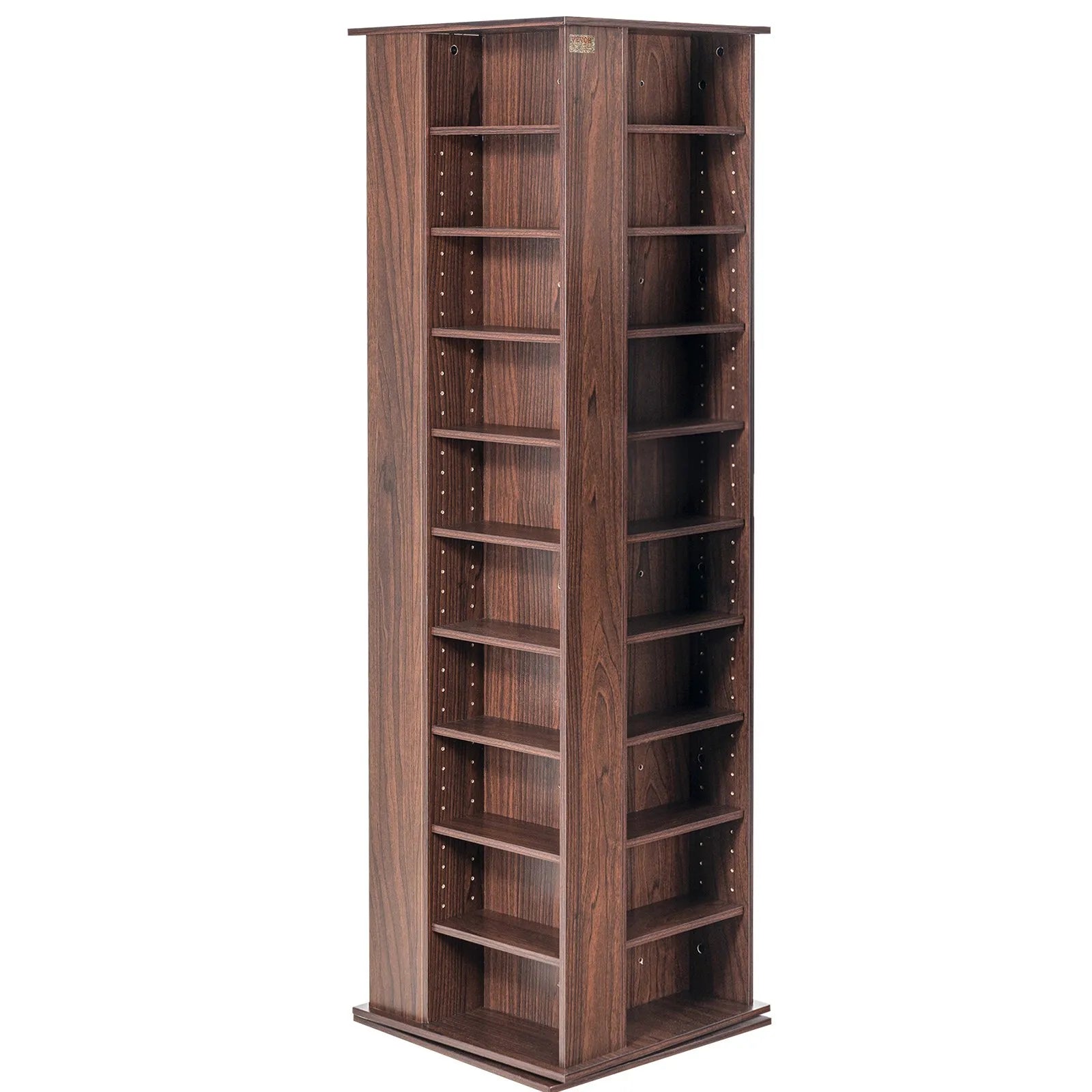 VEVOR Spinning Media Tower 4-Sided Revolving Media Tower 1040 CDs Espresso