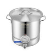 VEVOR Stainless Steel Kettle, 5 GALLON Brewing Pot, Tri Ply Bottom for Beer, Brew Kettle Pot, Home Brewing Supplies Includes Lid, Handle, Thermometer, Ball Valve Spigot, Filter, Filter Tray