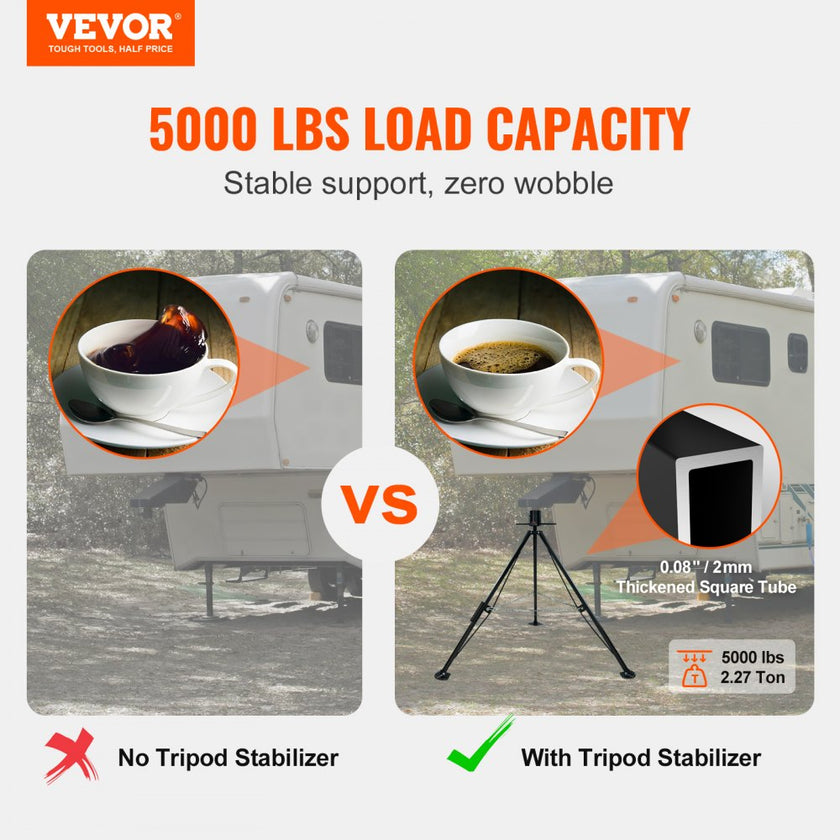 VEVOR 5th Wheel Tripod Stabilizer, 5000 LBS Load Capacity Tripod Fifth Wheel Stabilizer, 35
