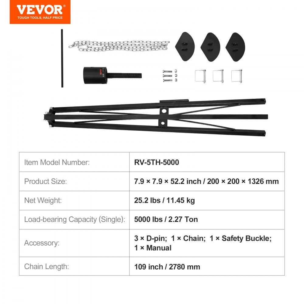VEVOR 5th Wheel Tripod Stabilizer, 5000 LBS Load Capacity Tripod Fifth Wheel Stabilizer, 35
