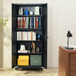VEVOR Metal Storage Cabinet with Wheels, 75 in Locking Cabinet with 4 Adjustable Shelves & 2 Magnetic Doors, 200 lbs Capacity per Shelf, Metal Cabinet with 3 Keys for Office, Garage, Home, Black