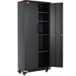 VEVOR Metal Storage Cabinet with Wheels, 75 in Locking Cabinet with 4 Adjustable Shelves & 2 Magnetic Doors, 200 lbs Capacity per Shelf, Metal Cabinet with 3 Keys for Office, Garage, Home, Black