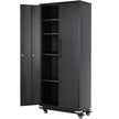 VEVOR Metal Storage Cabinet with Wheels, 75 in Locking Cabinet with 4 Adjustable Shelves & 2 Magnetic Doors, 200 lbs Capacity per Shelf, Metal Cabinet with 3 Keys for Office, Garage, Home, Black
