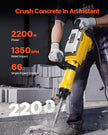 VEVOR Demolition Jack Hammer Concrete Breaker 2200W Electric Hammer 4 Chisel Bit