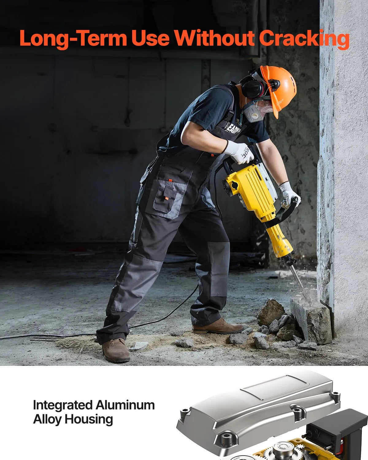 VEVOR Demolition Jack Hammer Concrete Breaker 2200W Electric Hammer 4 Chisel Bit