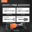 VEVOR Demolition Jack Hammer 2200W Jack Hammer Concrete Breaker 1400 BPM Heavy Duty Electric Jack Hammer 6pcs Chisels Bit w/Gloves & 360°C Swiveling Front Handle for Trenching and Breaking Holes