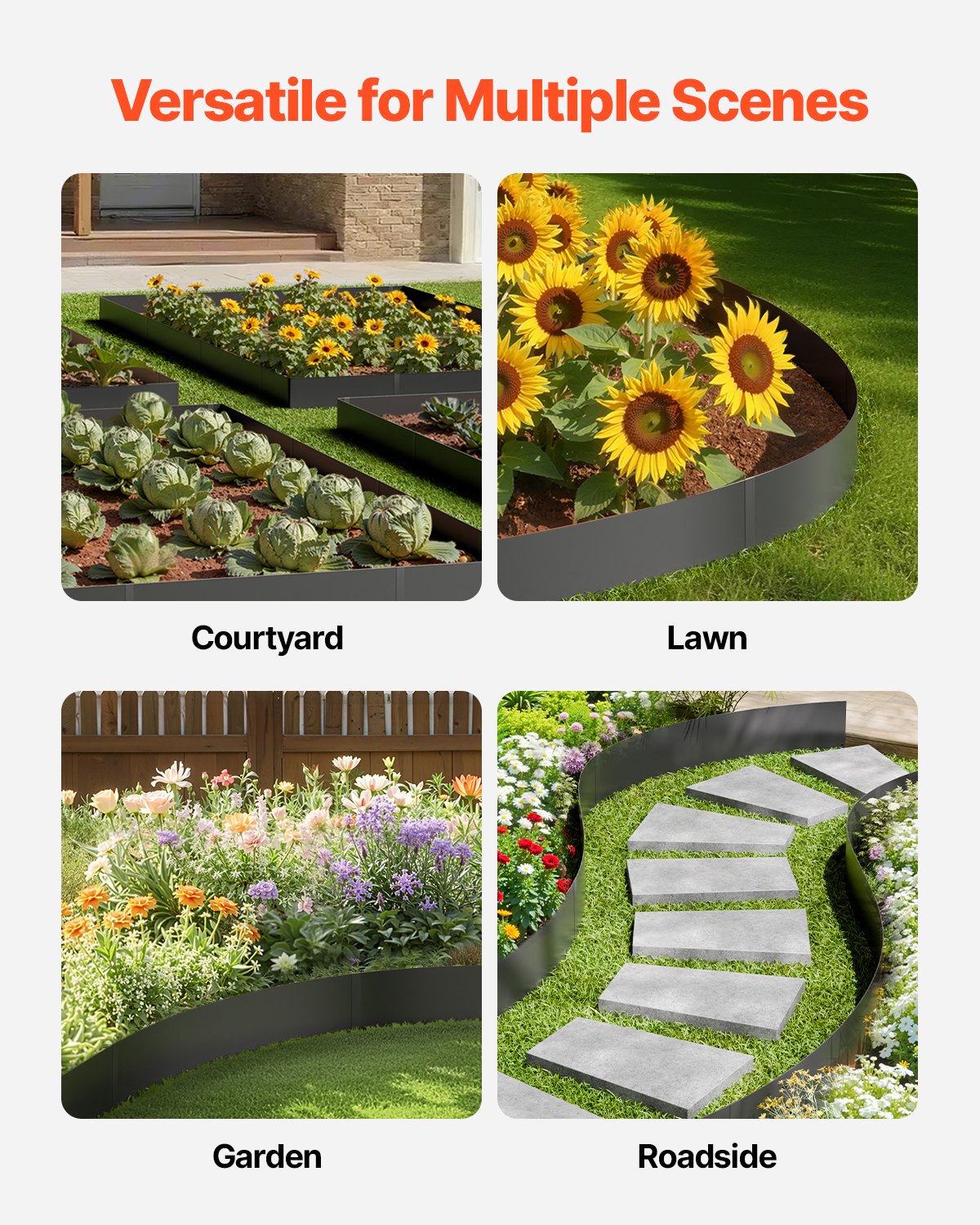 VEVOR Steel Landscape Edging 4 Packs 40 x 12in Rust-Resistant Pathway Divider