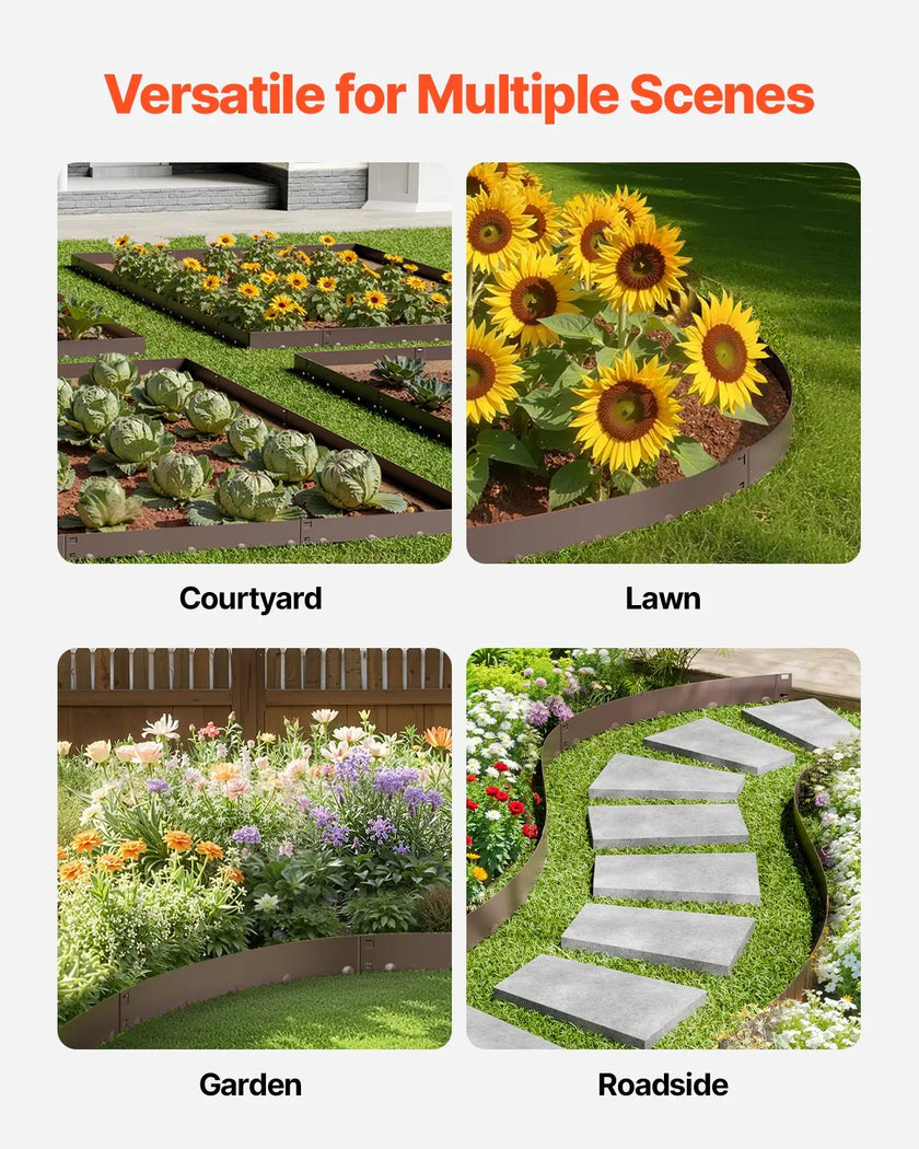 VEVOR Steel Landscape Edging 5 Packs 39 x 4in Rust-Resistant for Yard Brown