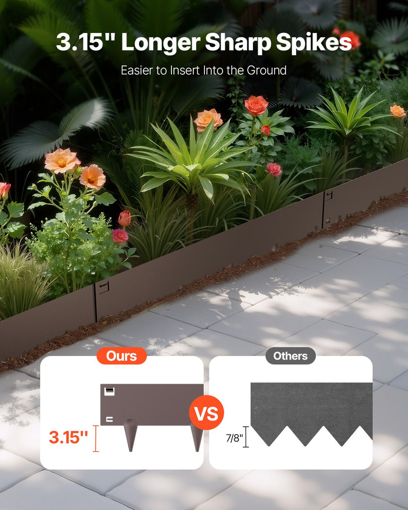 VEVOR Steel Landscape Edging 5 Packs 39 x 5in Rust-Resistant for Yard Brown