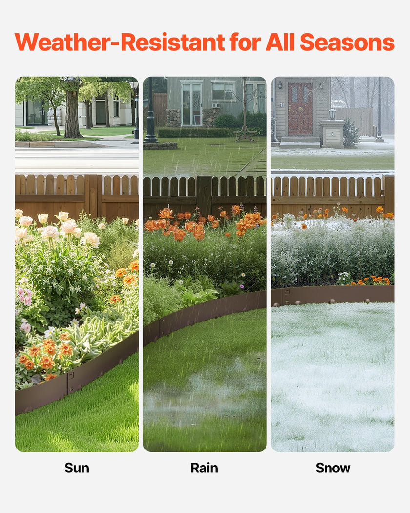 VEVOR Steel Landscape Edging 5 Packs 39 x 5in Rust-Resistant for Yard Brown