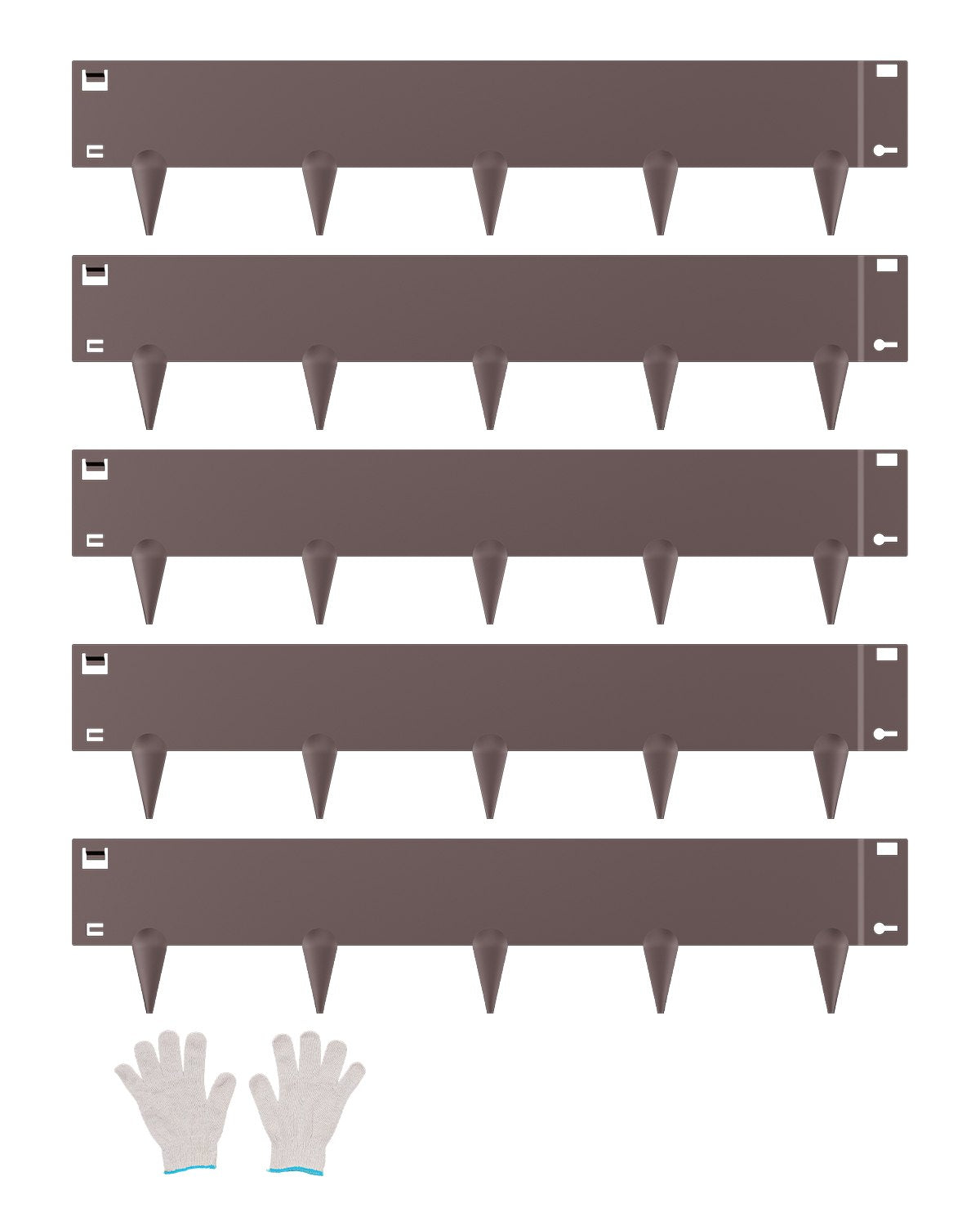 VEVOR Steel Landscape Edging 5 Packs 39 x 5in Rust-Resistant for Yard Brown