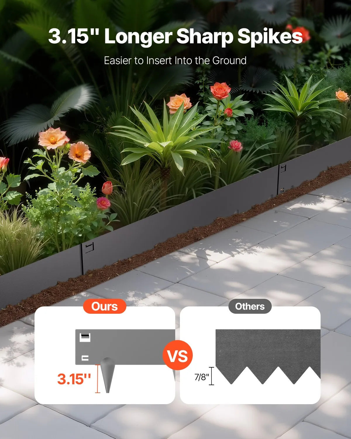 VEVOR Steel Landscape Edging 5 Packs 39 x 4in Rust-Resistant for Yard Dark Gray