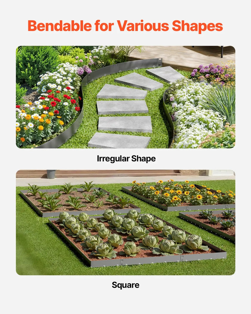 VEVOR Steel Landscape Edging 5 Packs 39 x 4in Rust-Resistant for Yard Dark Gray