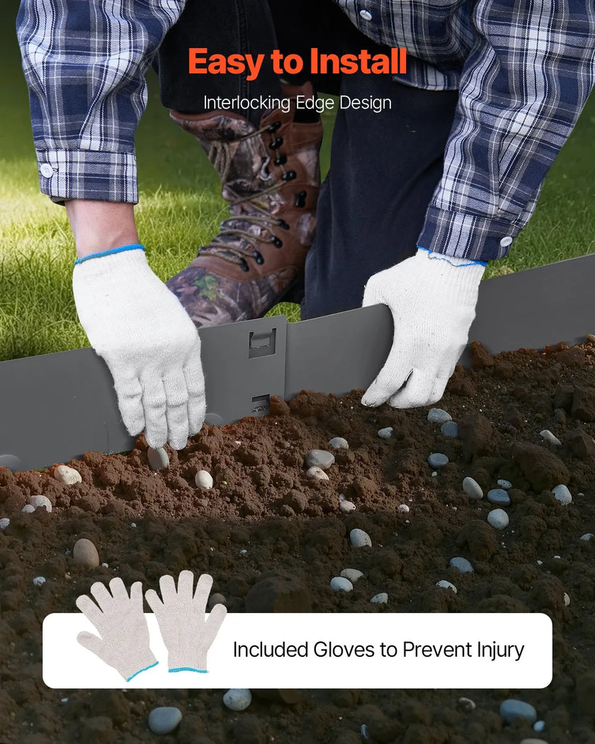 VEVOR Steel Landscape Edging 5 Packs 39 x 4in Rust-Resistant for Yard Dark Gray