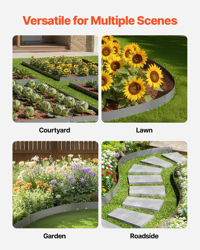 VEVOR Steel Landscape Edging 5 Packs 39 x 4in Rust-Resistant for Yard Dark Gray