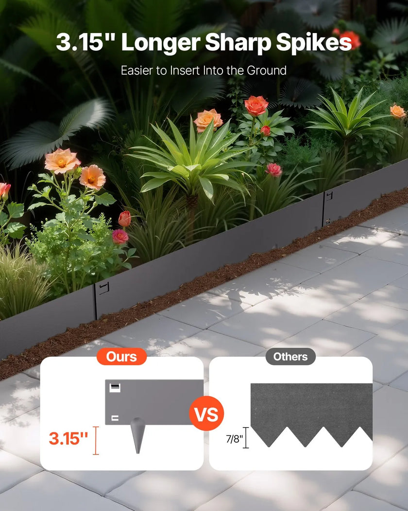 VEVOR Steel Landscape Edging 5 Packs 39 x 5in Rust-Resistant for Yard Dark Gray
