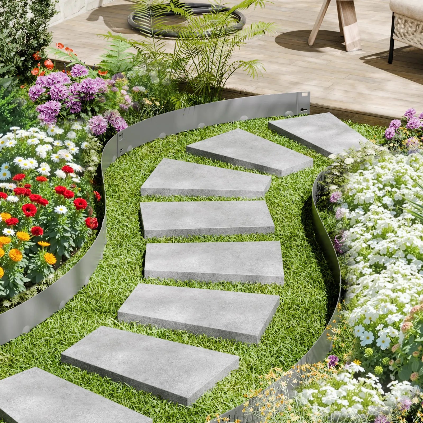 VEVOR Steel Landscape Edging 5 Packs 39 x 5in Rust-Resistant for Yard Dark Gray