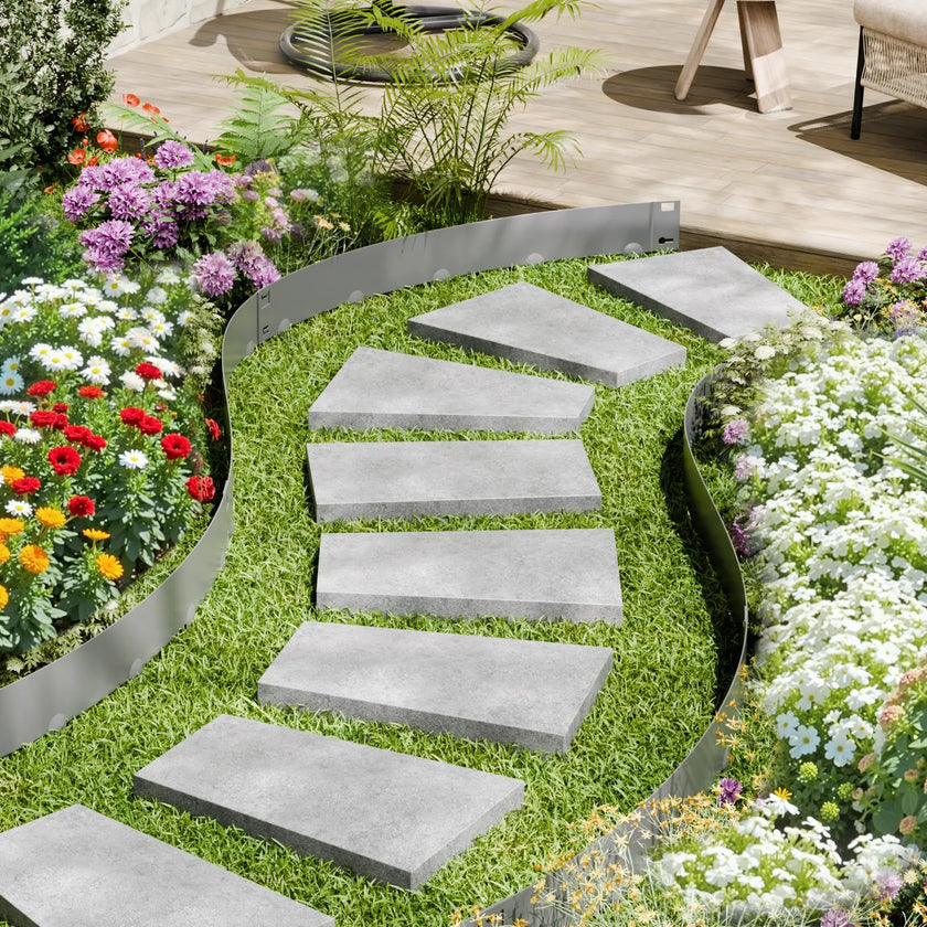 VEVOR Steel Landscape Edging 5 Packs 39 x 5in Rust-Resistant for Yard Dark Gray