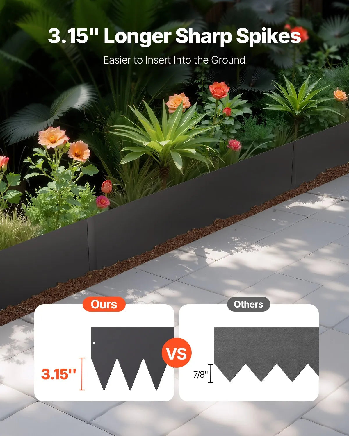 VEVOR Steel Landscape Edging 6 Packs 40 x 8in Rust-Resistant for Yard Black