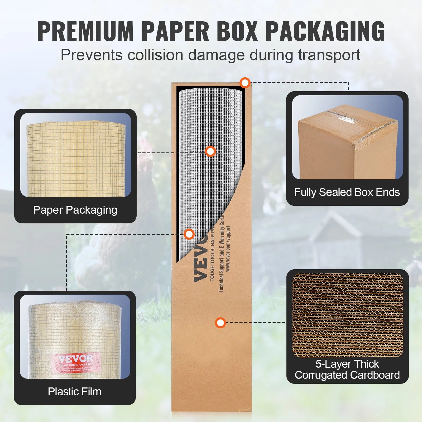 VEVOR Hardware Cloth, 1/4 inch 36in x 50 ft 23 Gauge, Hot Dipped Galvanized Wire Mesh Roll, Chicken Wire Fencing, Wire Mesh for Rabbit Cages, Garden, Small Rodents
