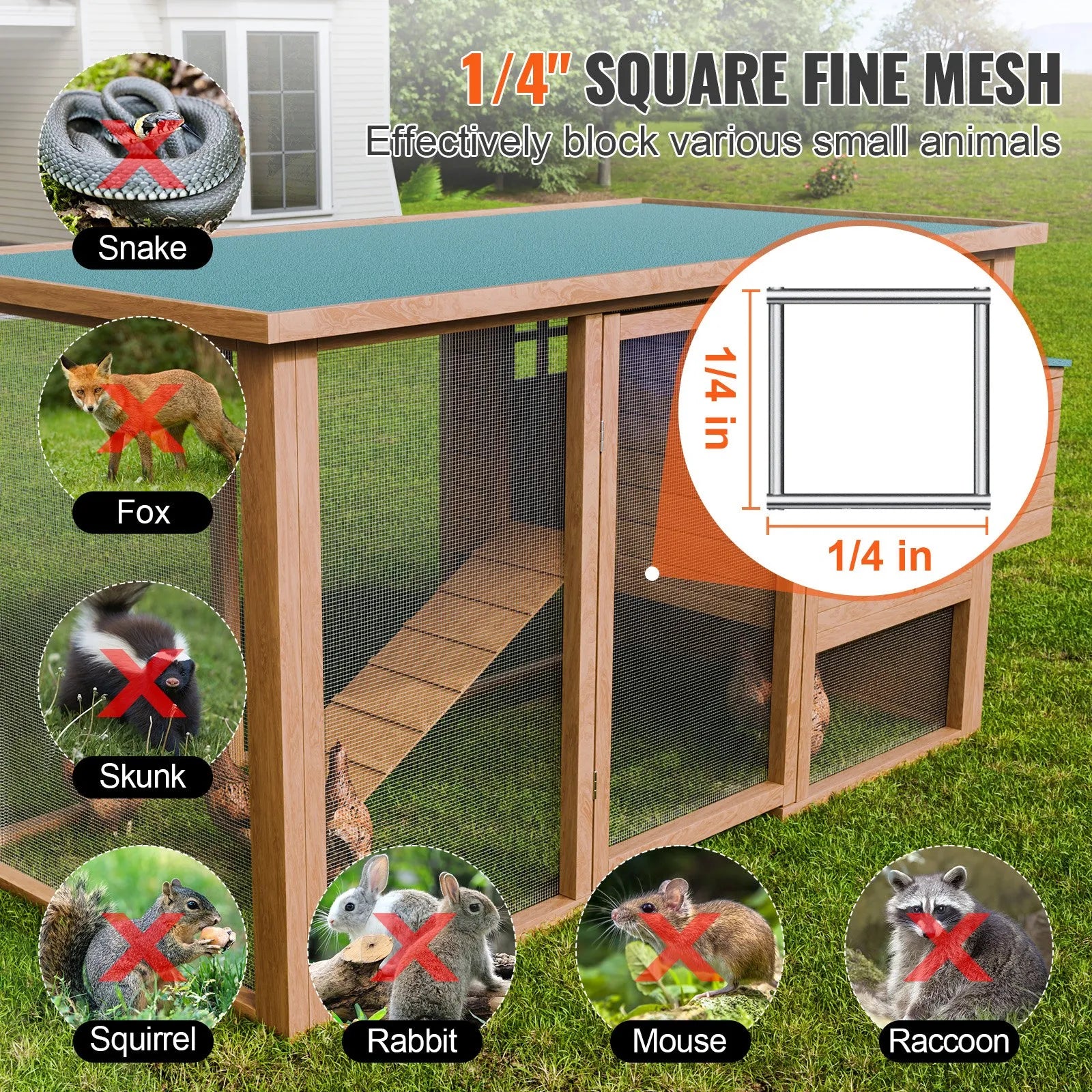 VEVOR Hardware Cloth, 1/4 inch 48in x 100 ft 23 Gauge, Hot Dipped Galvanized Wire Mesh Roll, Chicken Wire Fencing, Wire Mesh for Rabbit Cages, Garden, Small Rodents