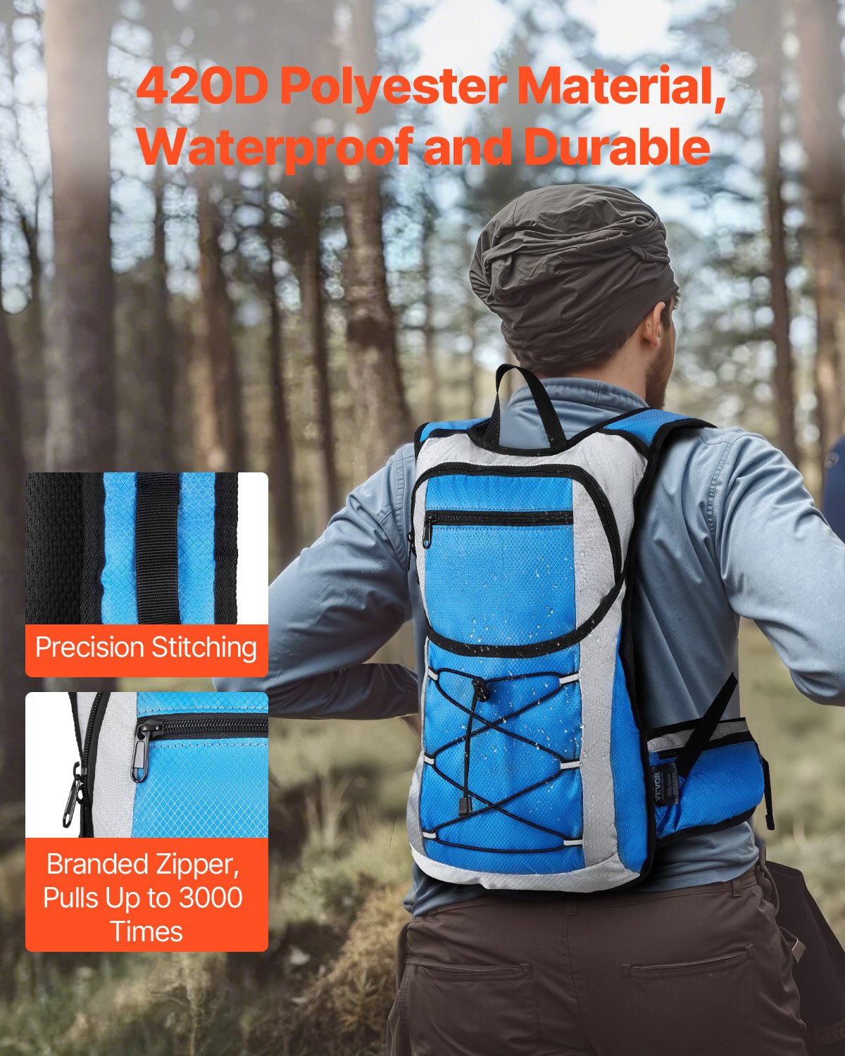 VEVOR Hydration Pack Backpack 3L TPU Water Bladder biking Hiking Running Camping